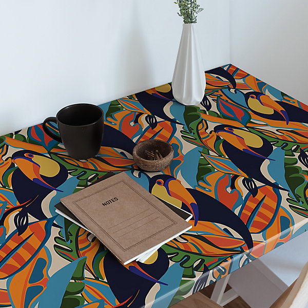 Film Adhésif Meuble Wallfluent 100x50 cm Toucans Autocollant Pour Armoire, Table Et Cuisine