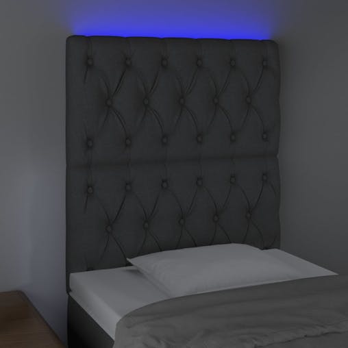 NNEVL LED Headboard Dark Grey 80x7x118/128 cm Fabric