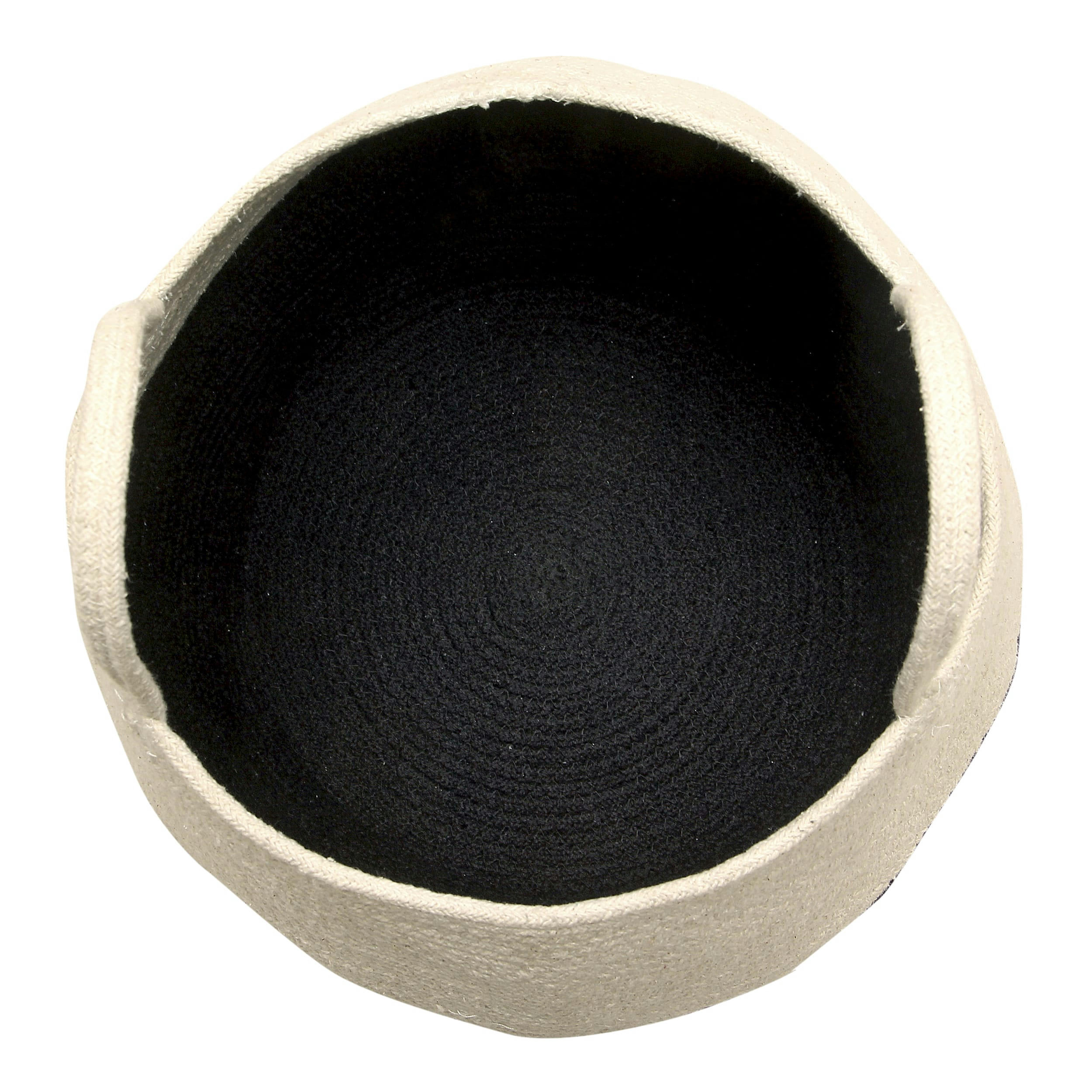 MOROCCO - Panier en coton noir et beige 35xØ30