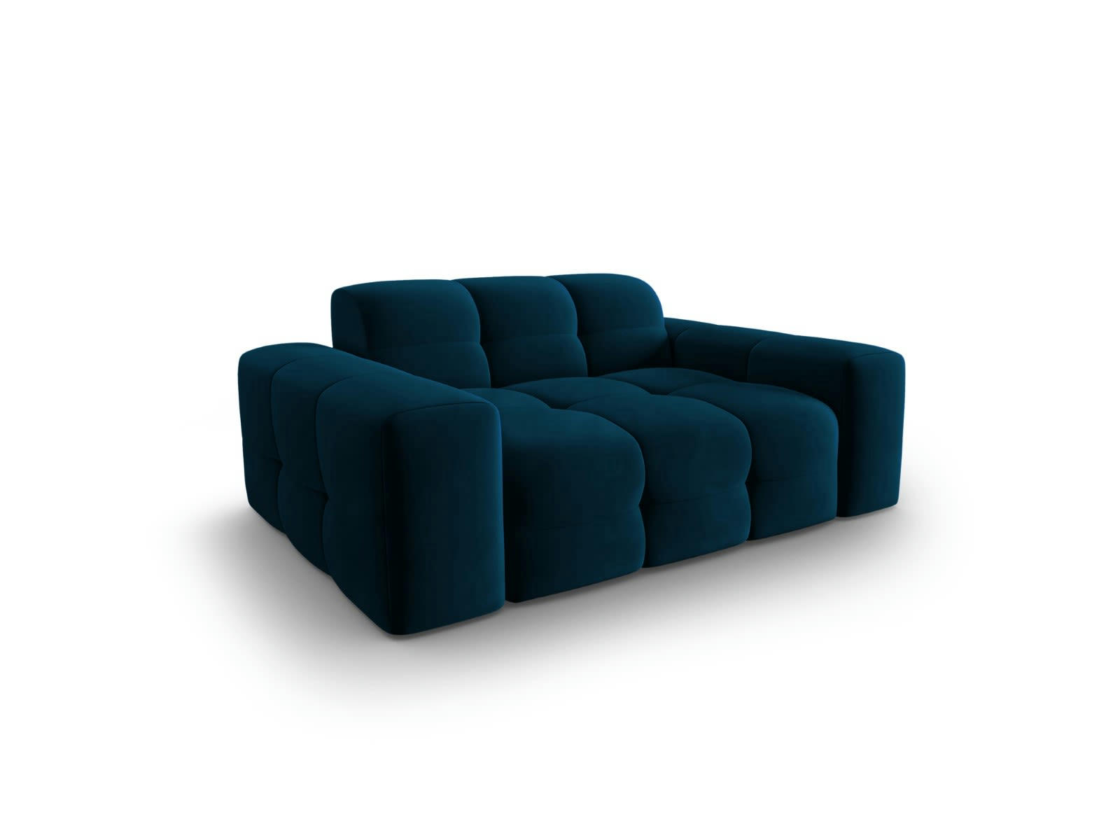 KENDAL - Canapé 2 places en tissu velours bleu marine