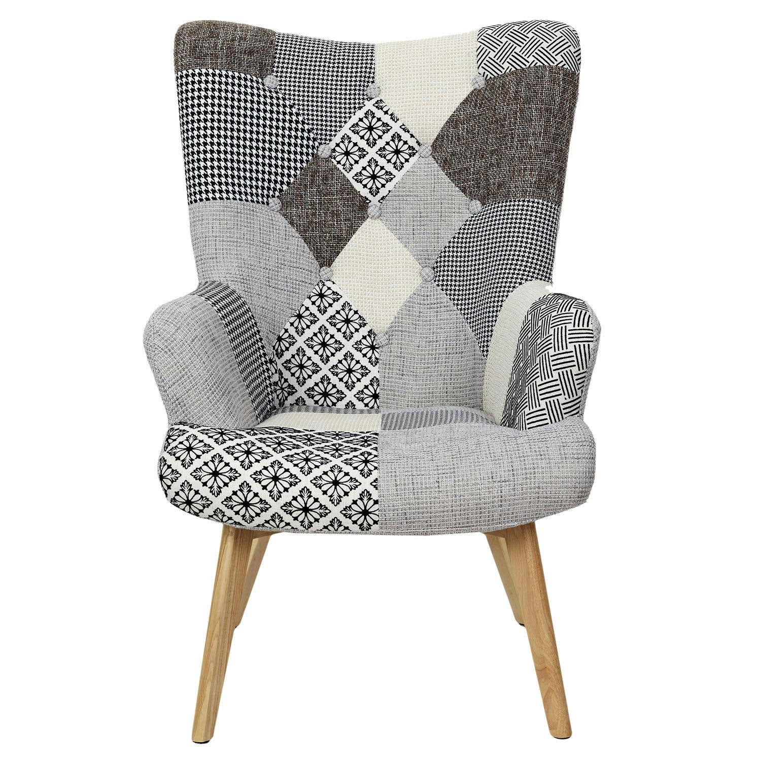 HELSINKI - Fauteuil assise en tissu patchwork