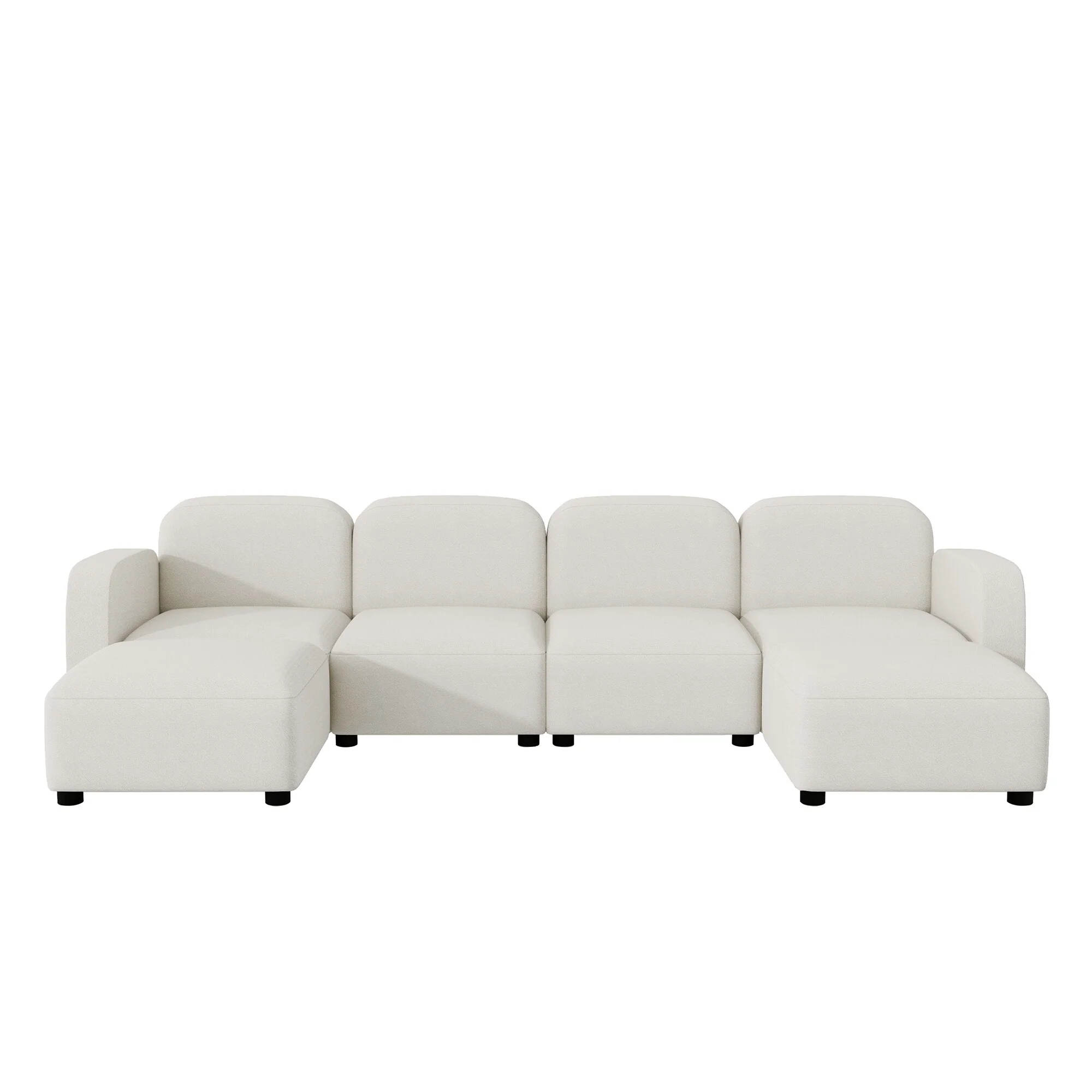 Modern Modular Sofa with Plush Teddy Velvet Upholstery and Curved Silhouette for Customizable Seating in Living Rooms