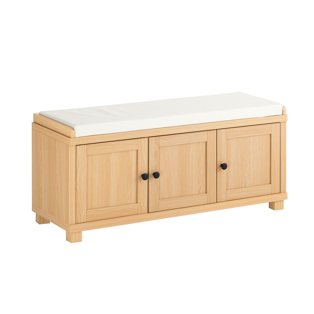 SoBuy Ławka na buty z 3 drzwiczkami 104x35x47cm Nowoczesny FSR188-N