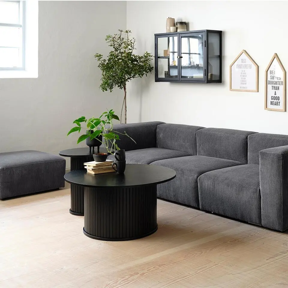 Olivine Lenn Ronde Houten Bijzettafel &Oslash; 50 cm - Zwart Eiken