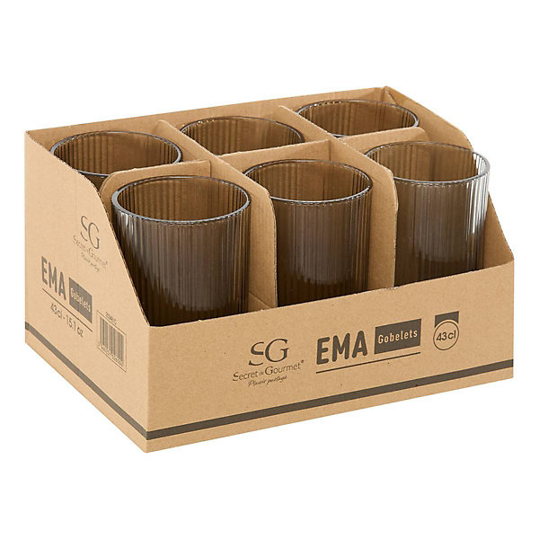 Lot de 6 gobelets Ema bleu D7,9xH12,8cm - Atmosphera