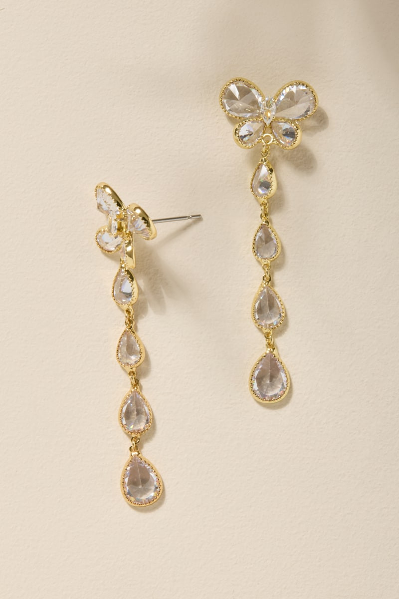 Erin Crystal Butterfly Linear Drop Earrings