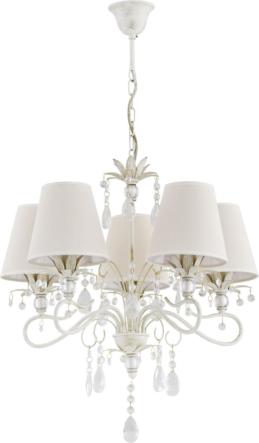 Lampa wisząca biała LUKRECJA 5xE14x10W wym: 74x50x50 cm Alfa