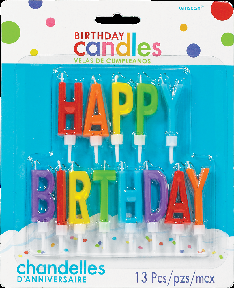 Rainbow Happy Birthday Toothpick Candle Set, 13-pk