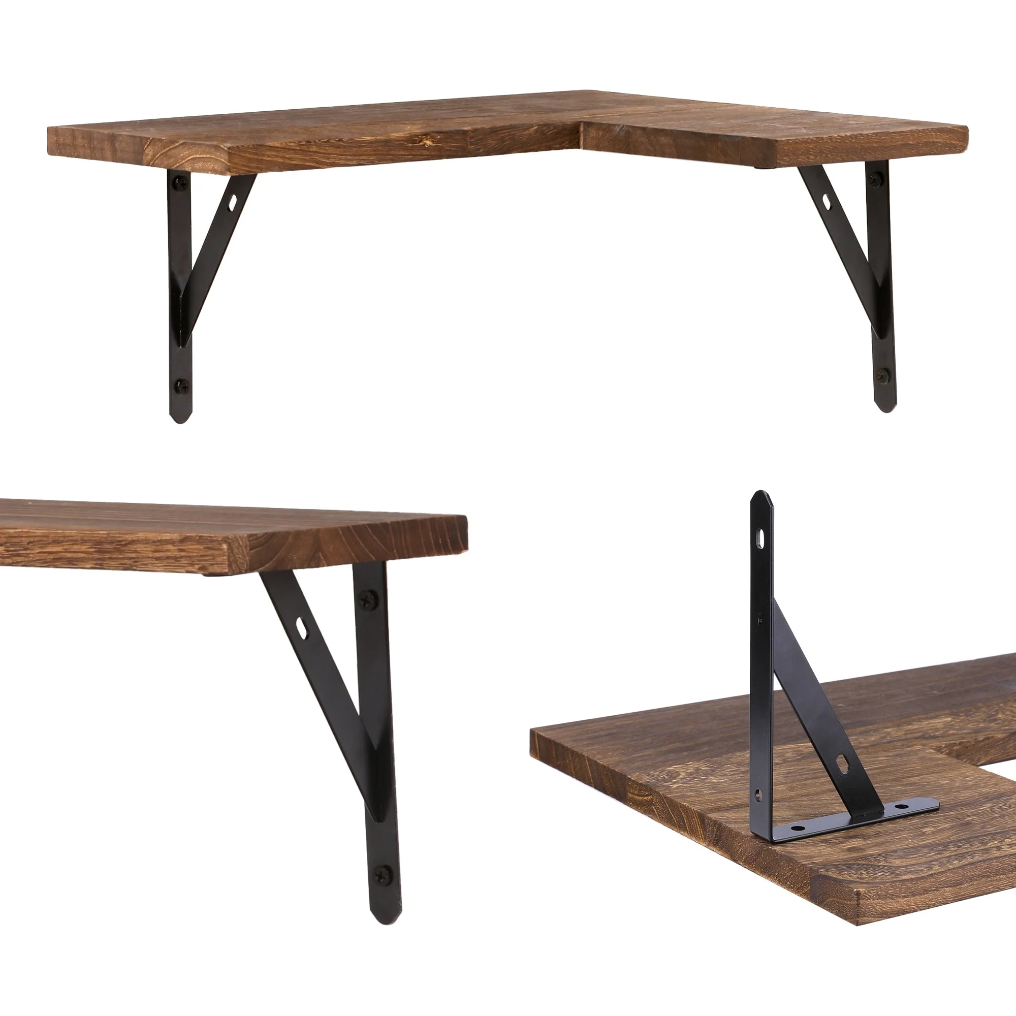 Wood Floating Shelves Set of 2, Wall Mounted Shelves for Bathroom Bedroom Living Room, and Kitchen Wall Decor 15.7*11.4in