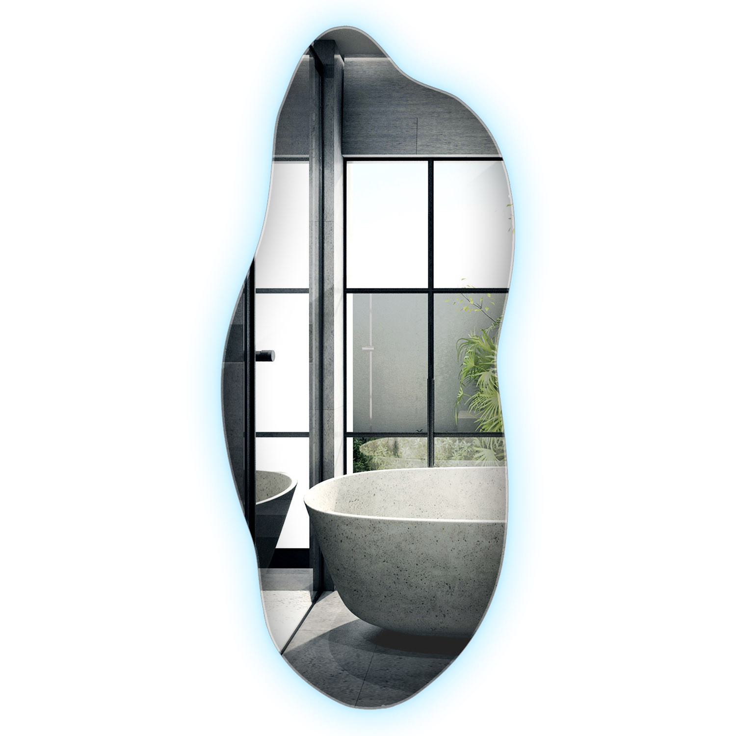 Organiczne Lustro LED 35x80 cm Zimne Designerskie Wallfluent
