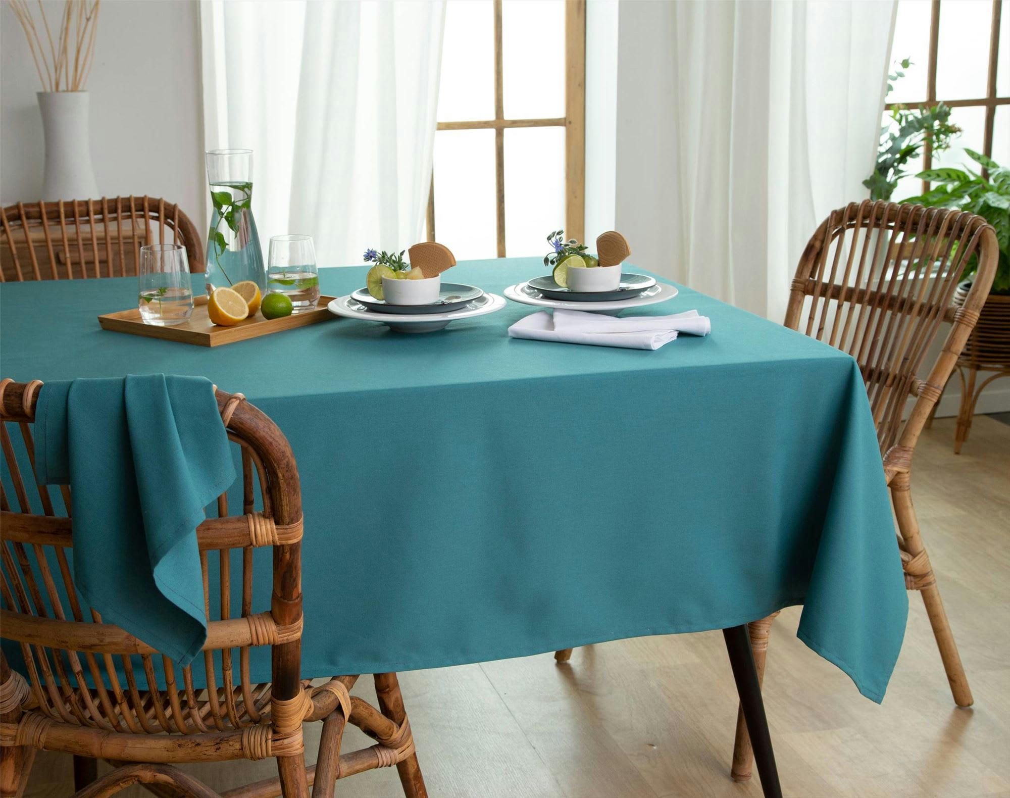 LONA - Nappe bleu canard D.180 en coton