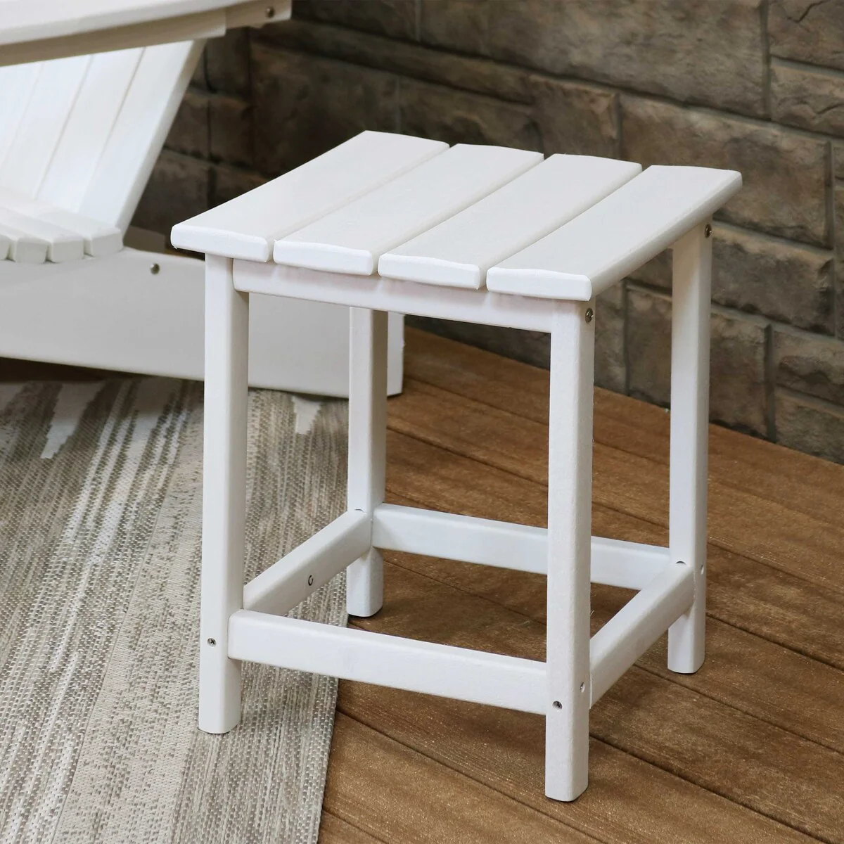 Sunnydaze All-Weather White Outdoor Side Table