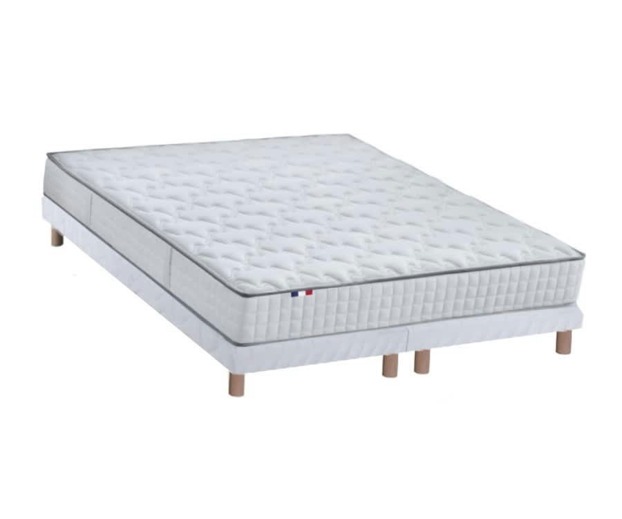ENSEMBLE COSMOS - Ensemble matelas ressorts sommier blanc 160x200