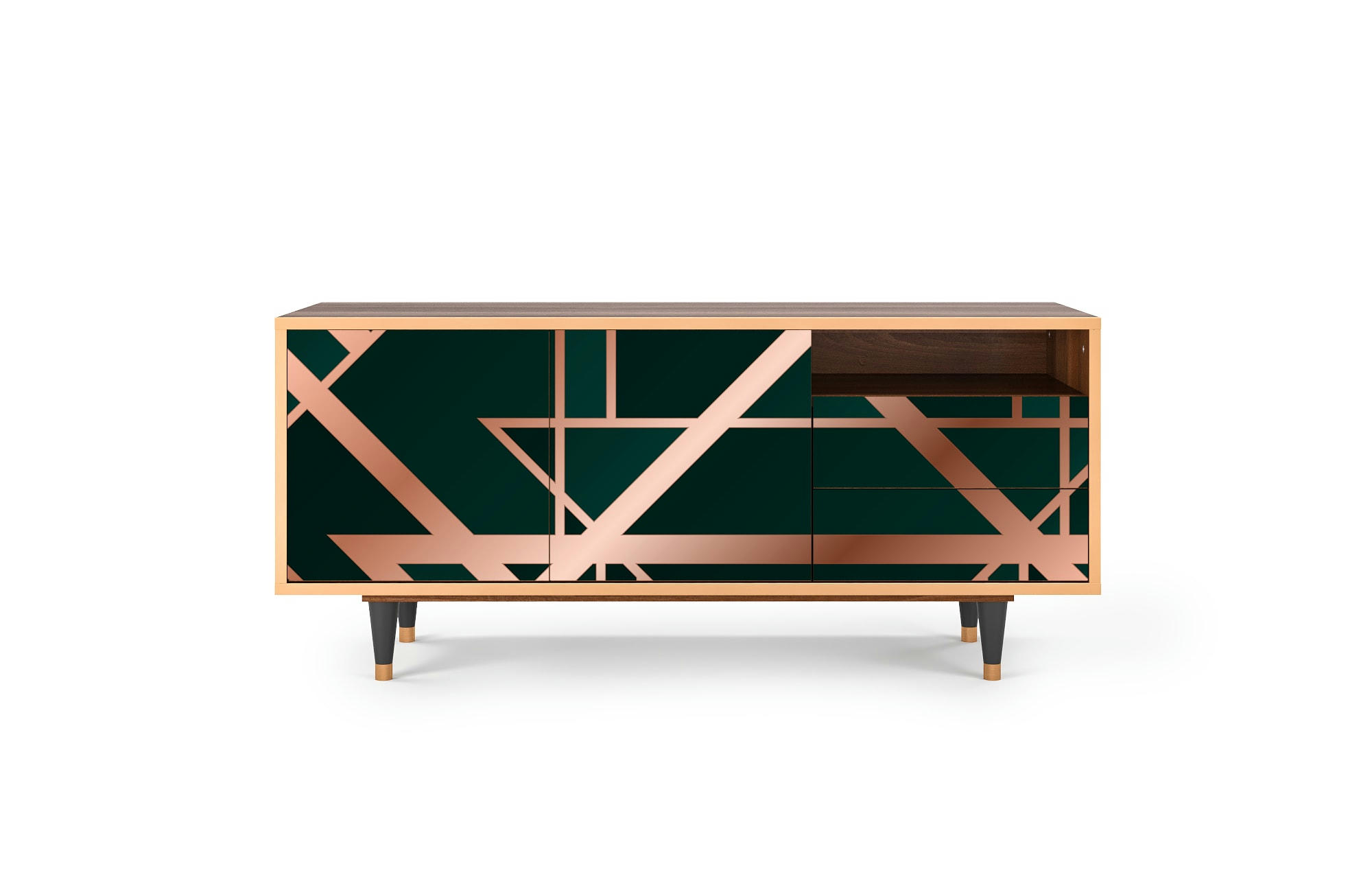 EMERALD GATSBY - Meuble TV  vert 2 tiroirs et 2 portes L 125 cm