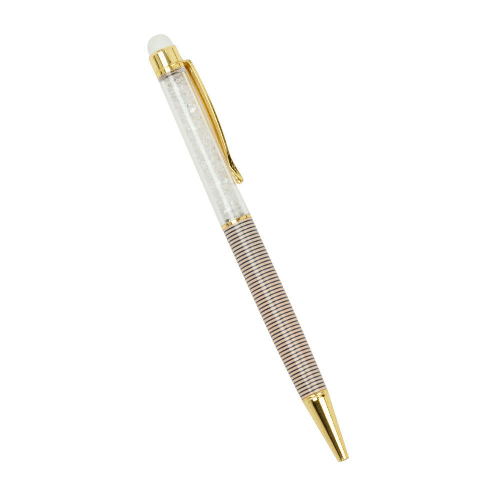 MOODERN  - Stylo à bille en métal doré motifs à rayures
