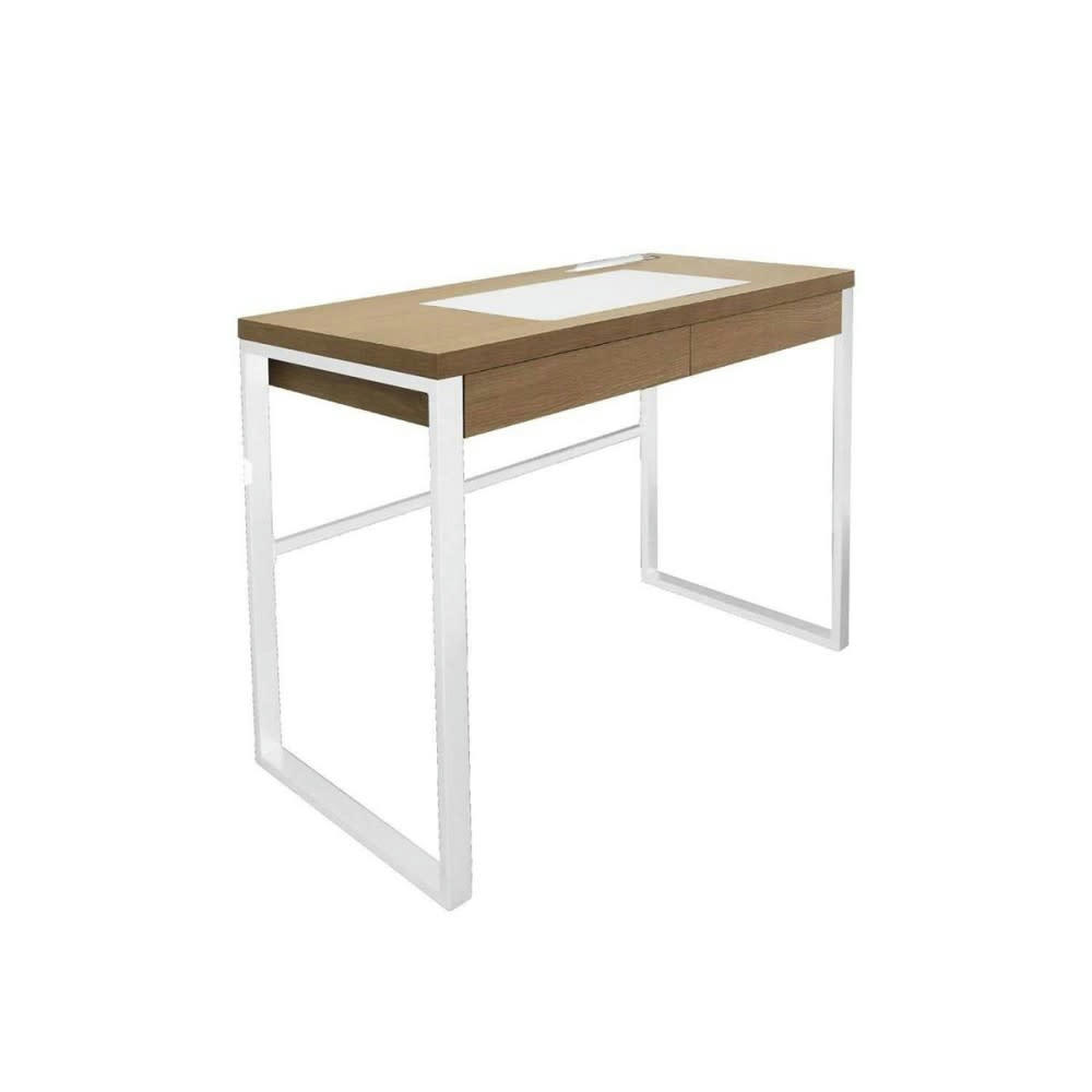 - Bureau bois et métal blanc