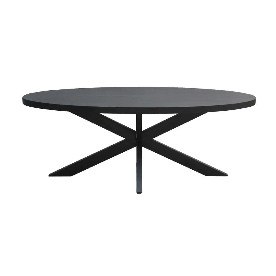 Livingfurn - Eetkamertafel Kala Oval Spider 160cm - Mangohout / Gecoat Staal