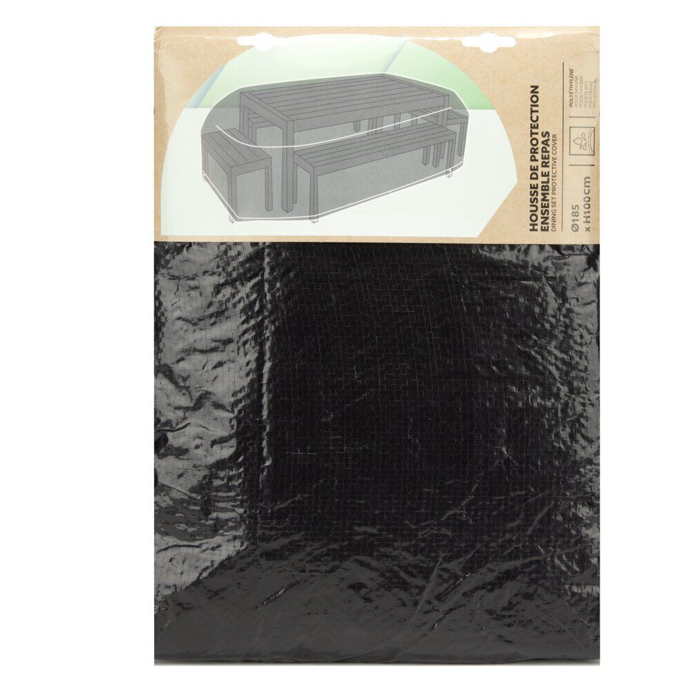 Housse de protection salon de jardin noir Ø185xH100cm