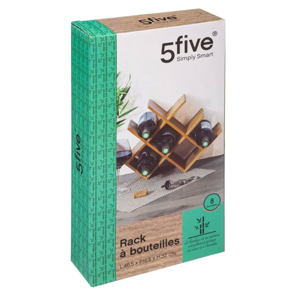Stojak na wino bambusowy, 8 butelek, 5five Simply Smart