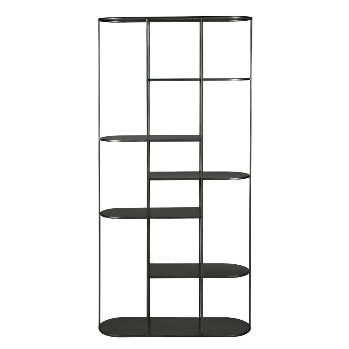 GRAYSON - Etagère métal noir design 5 plateaux h180cm