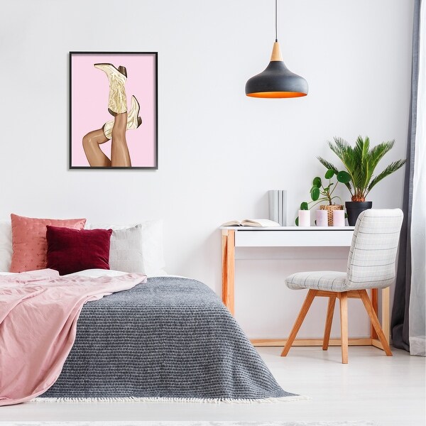 Stupell Industries Pink Country Cowgirl Boots Framed Giclee Art by Ziwei Li