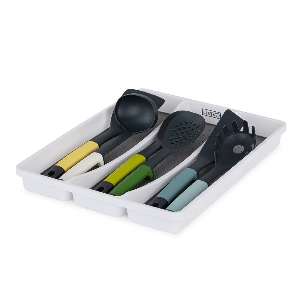 LIVIVO Cutlery Drawer Organiser 3 Compartment Kitchen Tray