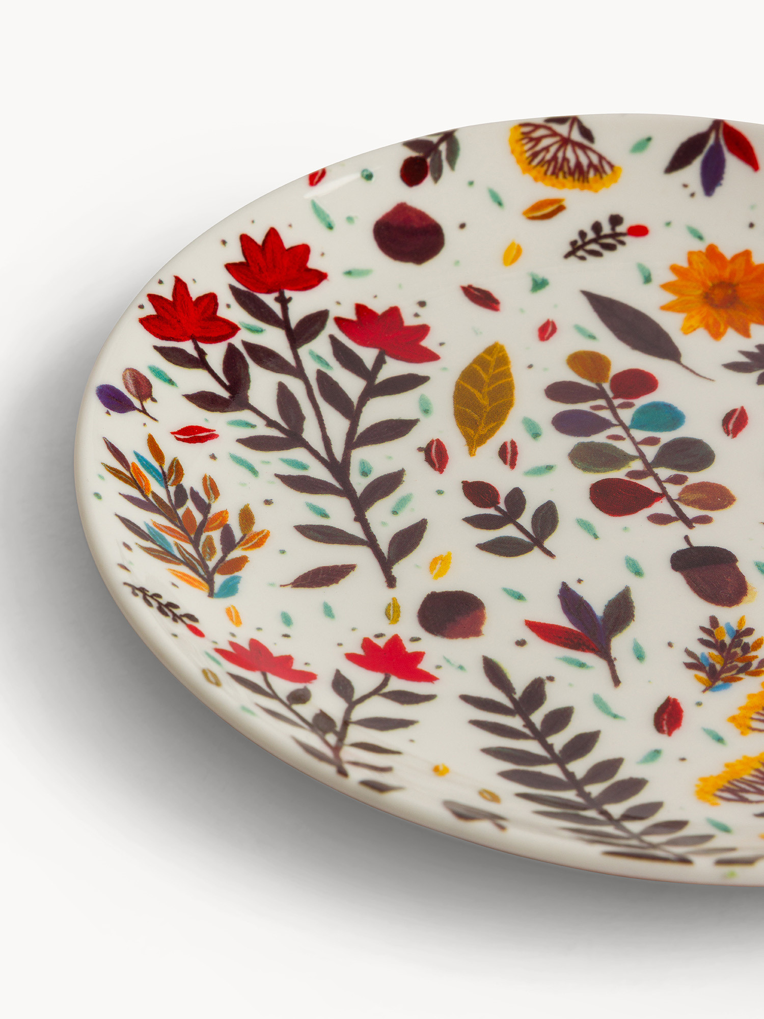 Piatto pane in stoneware motivo foglioline