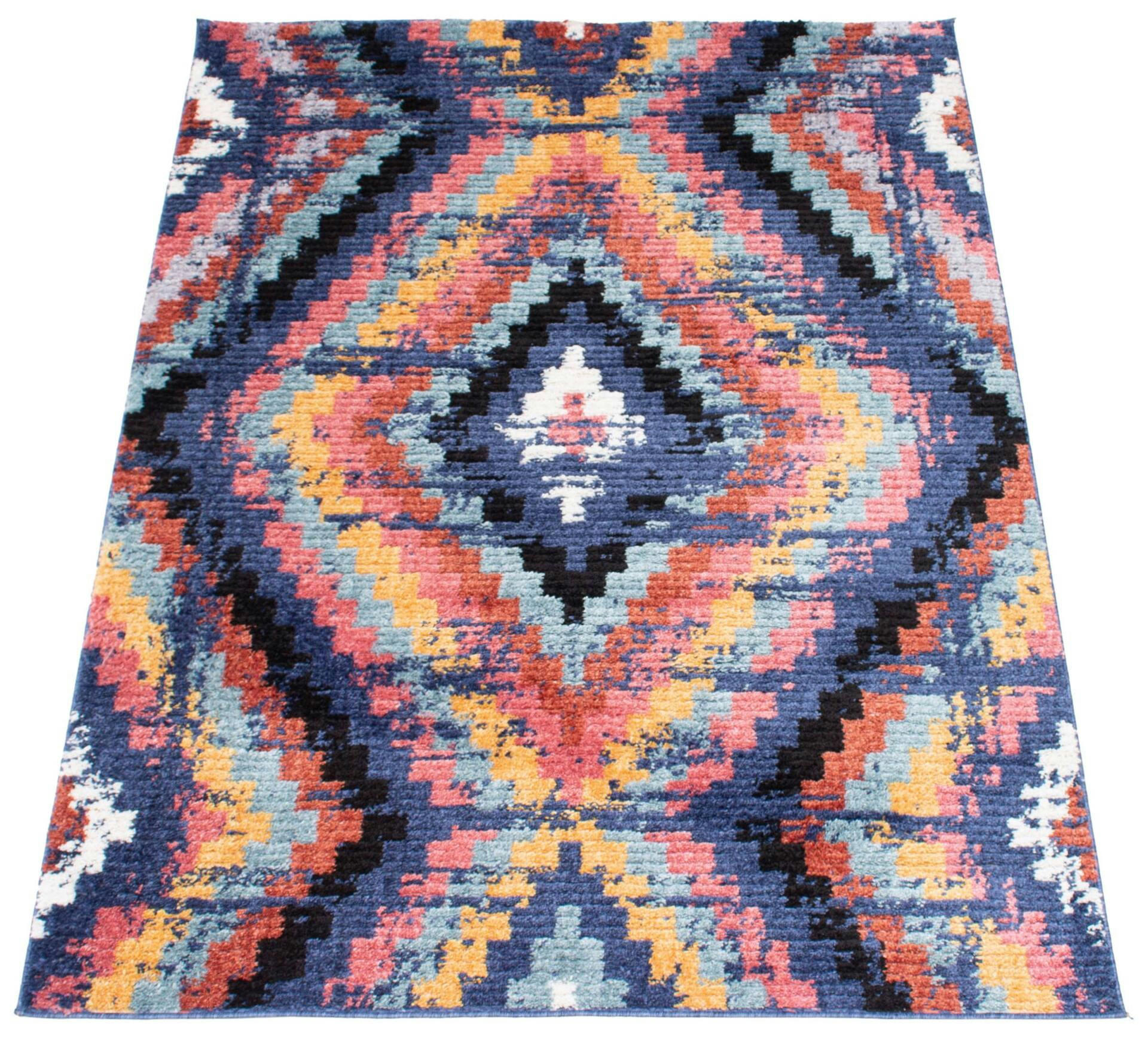 ECARPET Morocco Casa Indoor Area Rug, Navy, Assorted Sizes