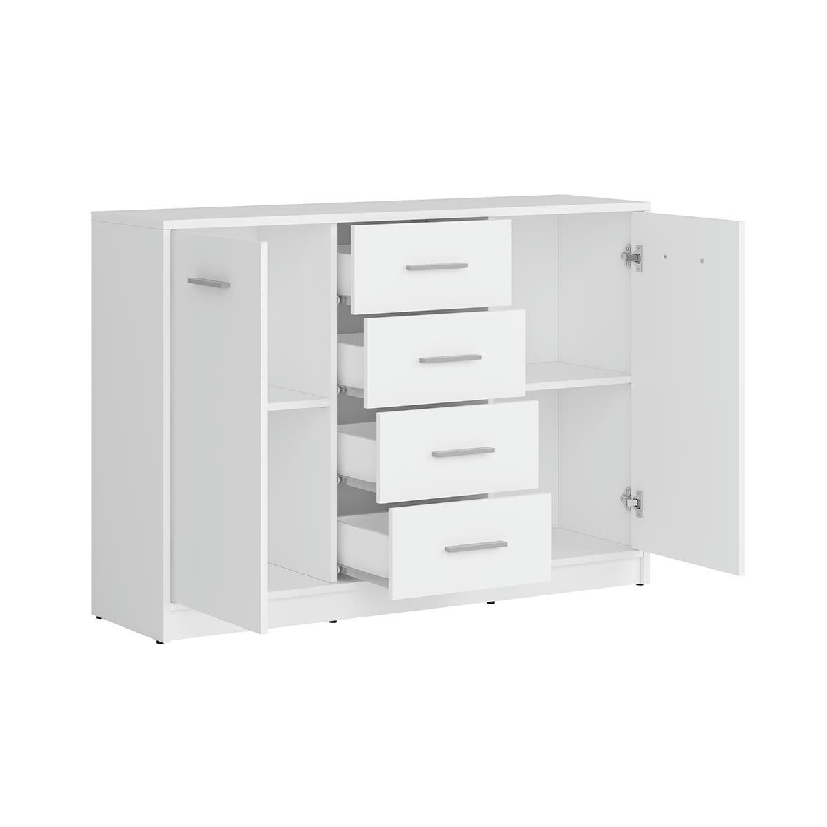 - Buffet 2 portes 4 tiroirs stratifiés blanc