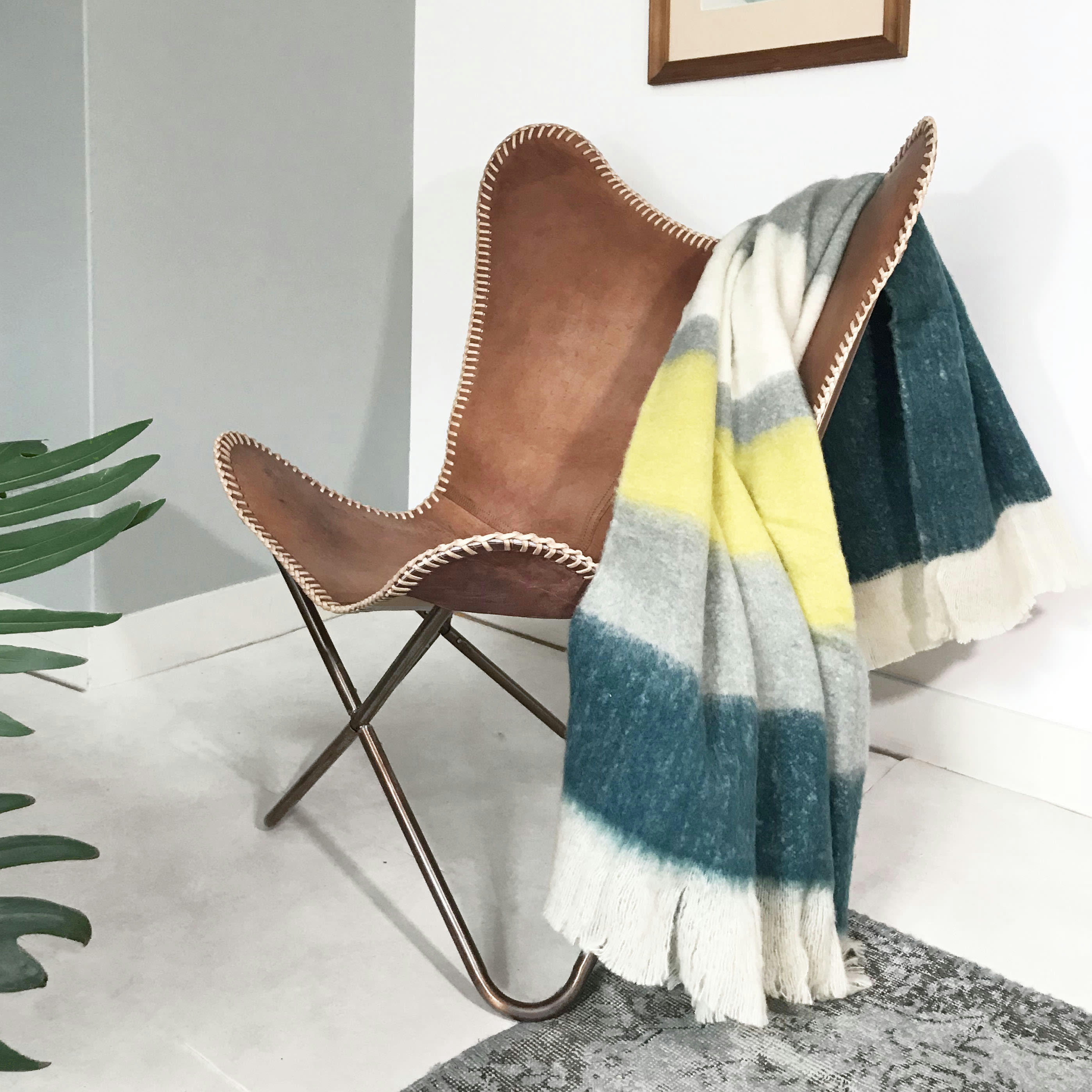 MOHAIR - Plaid bleu plomb foncé 125x150