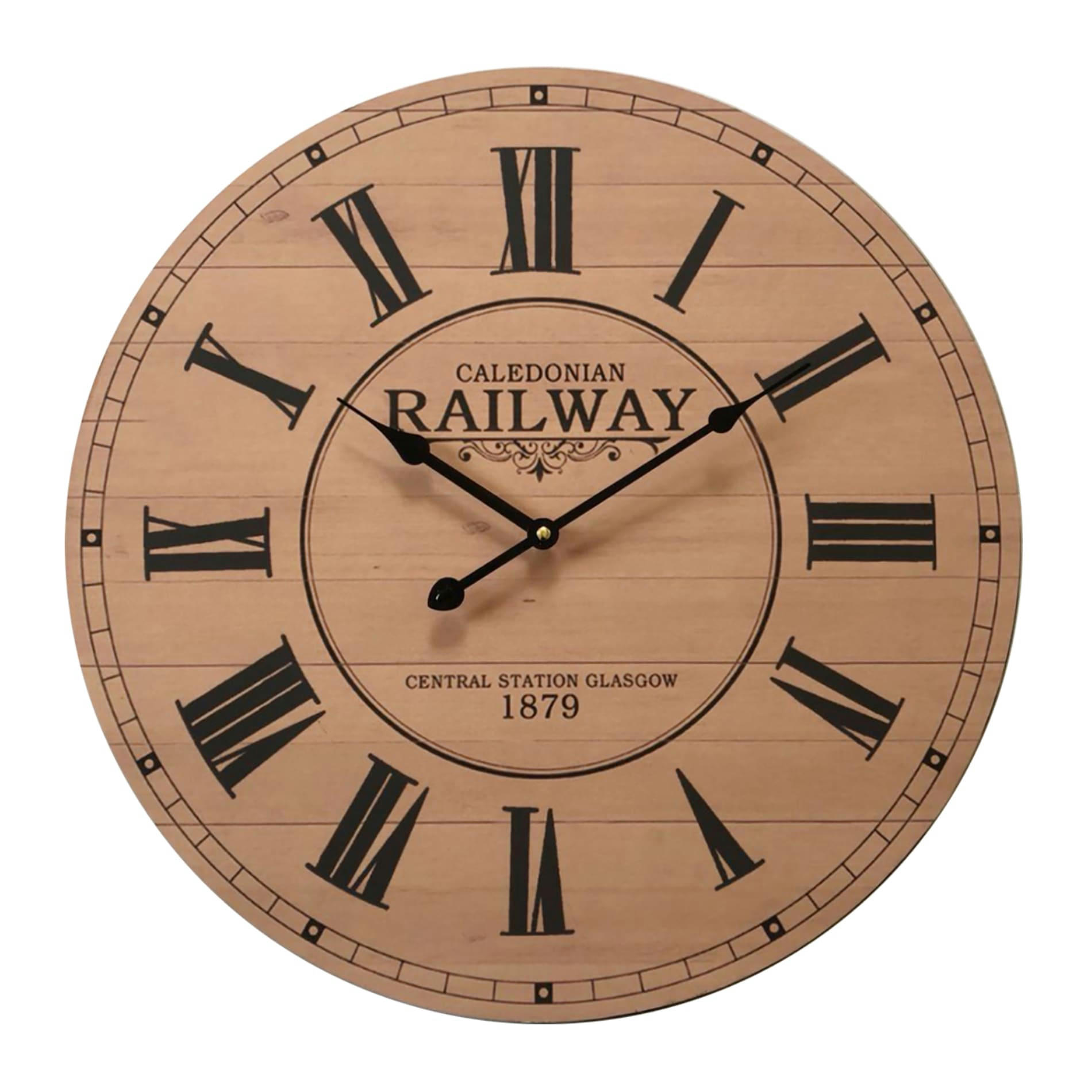 - Horloge murale à chiffres romains en MDF noir et marron ø 50 cm