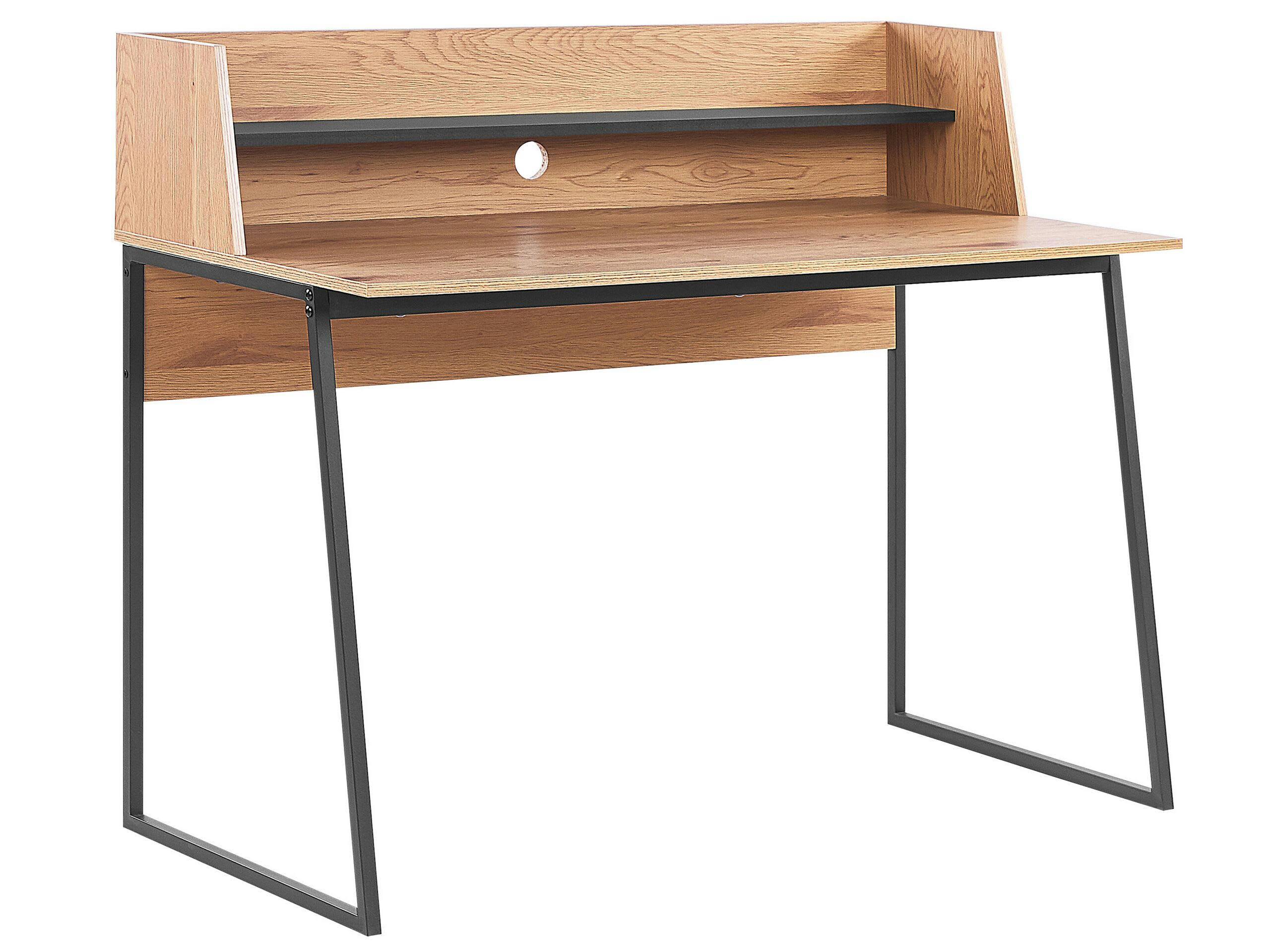GORUS - Bureau avec étagère 120 x 59 cm bois clair et noir