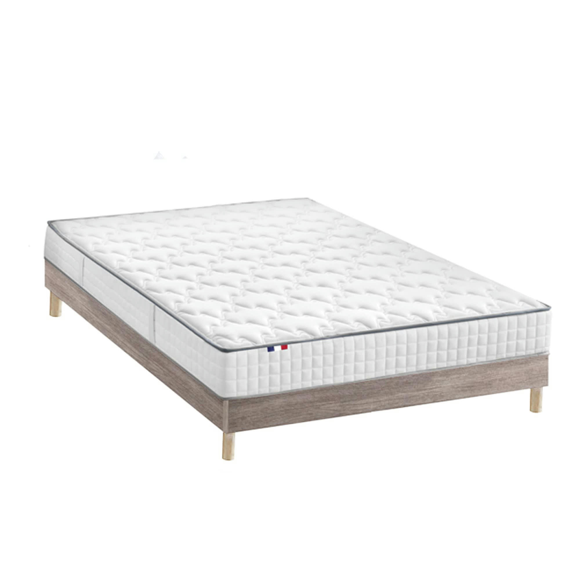 ENSEMBLE KIT ODYSSEE - Ensemble Matelas Ressorts + Visco Sommier en Kit Chêne gris 140x190