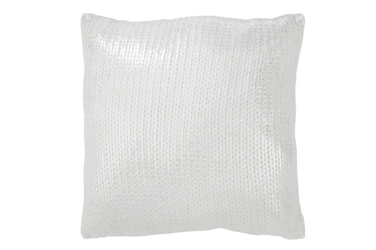 J-Line kussen Metaalachtig - polyester - zilver