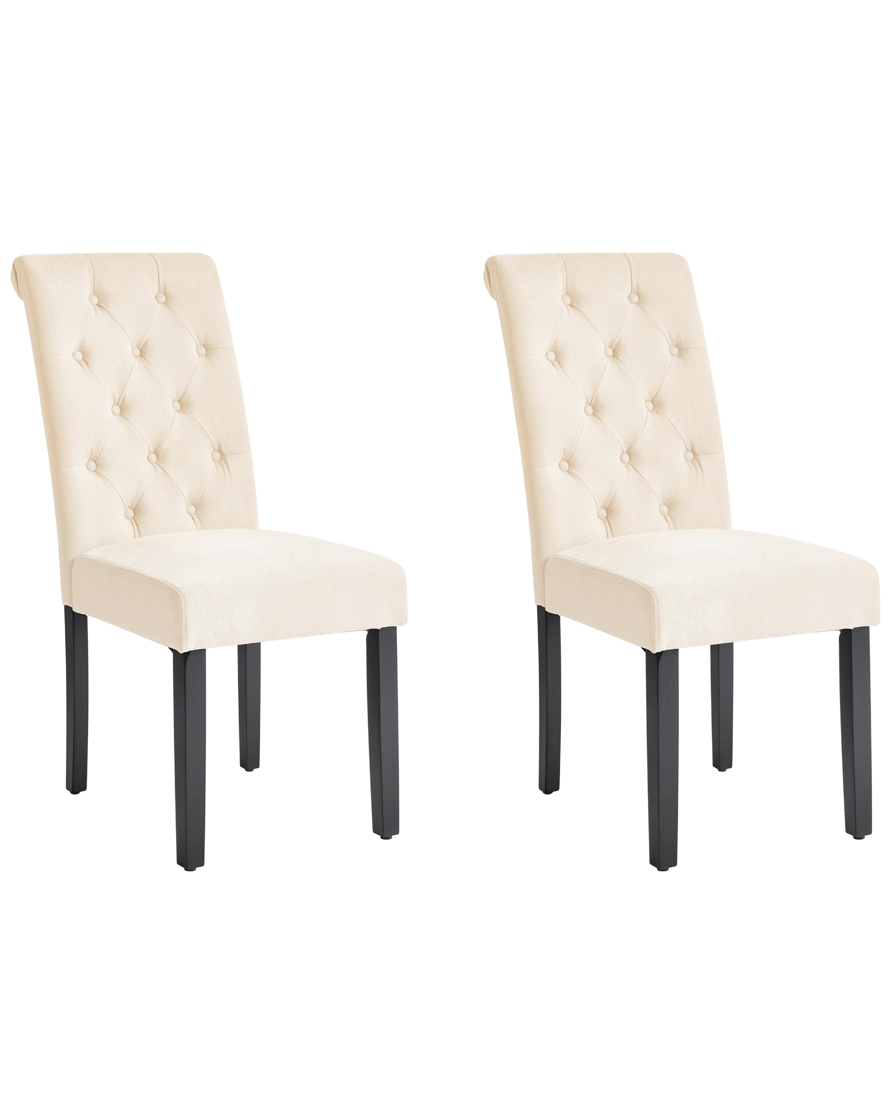 Set of 2 Dining Chairs VELVA Fabric Light Beige