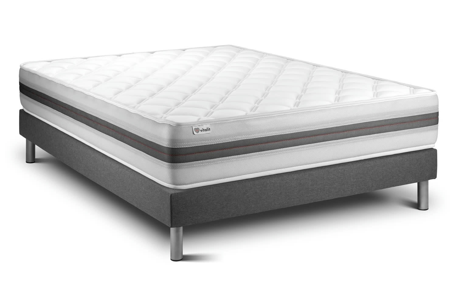 VITALMEMO BACK - Ensemble Mousse  à mémoire de forme 140x200cm kit Gris