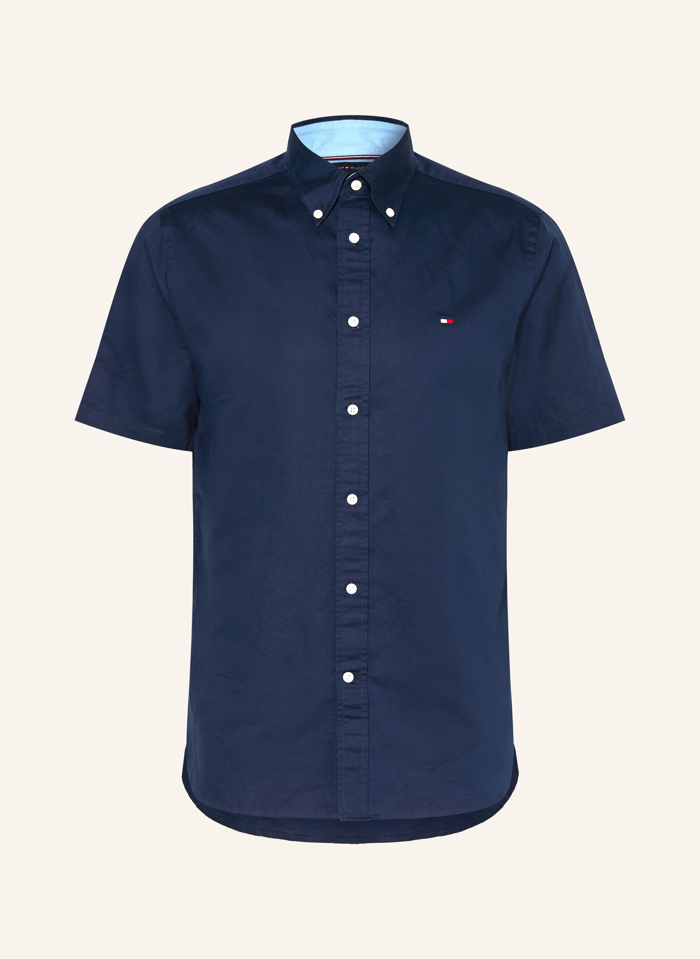 TOMMY HILFIGER Kurzarm-Hemd Regular Fit mit Leinen