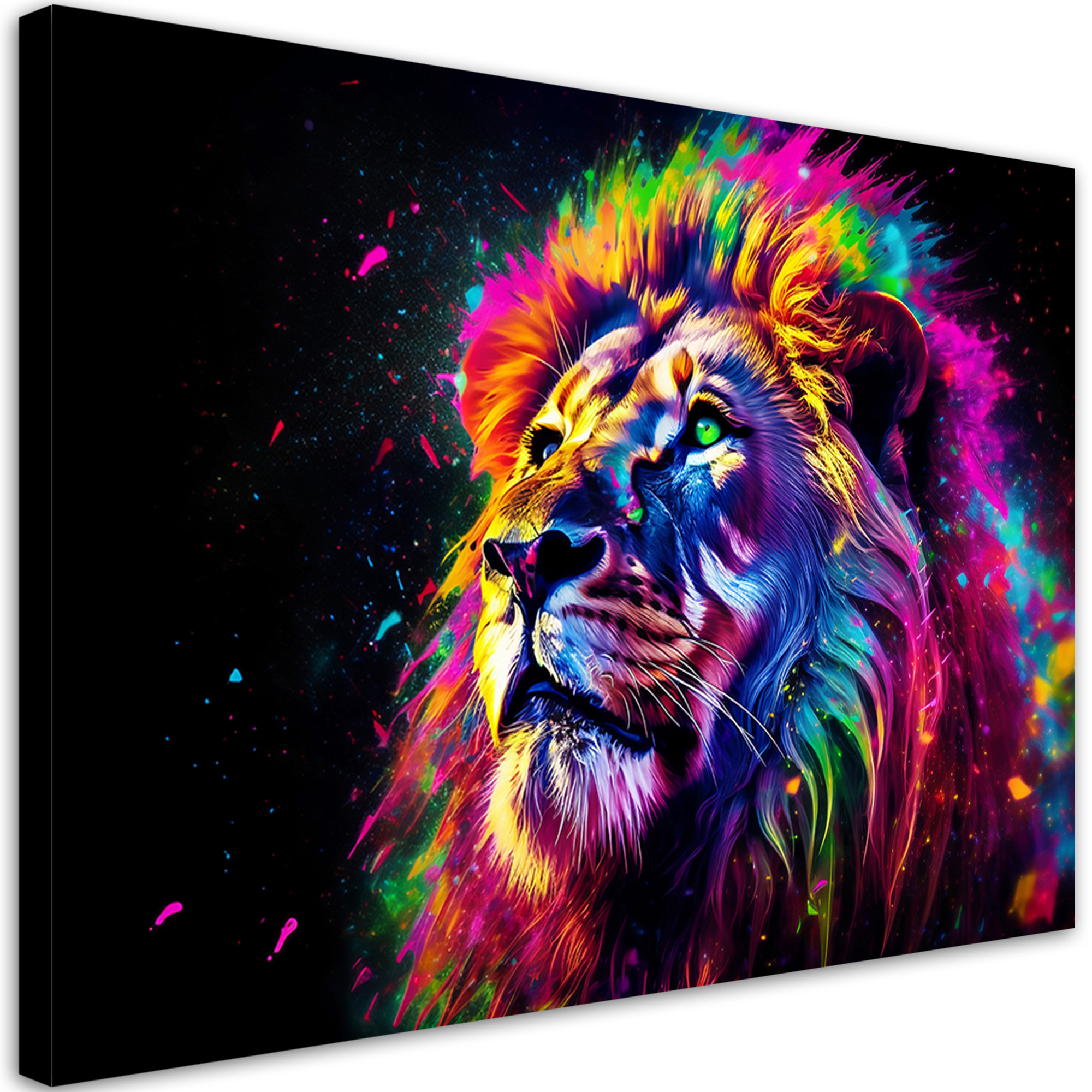 Feeby Obraz na płótnie, Kolorowy Lew Neon 60x40