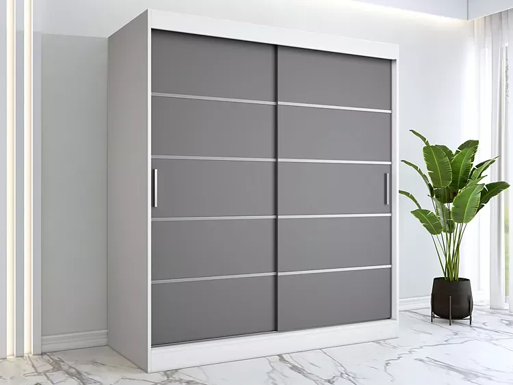 Szafa przesuwna biały   antracyt 180 cm - Zyero