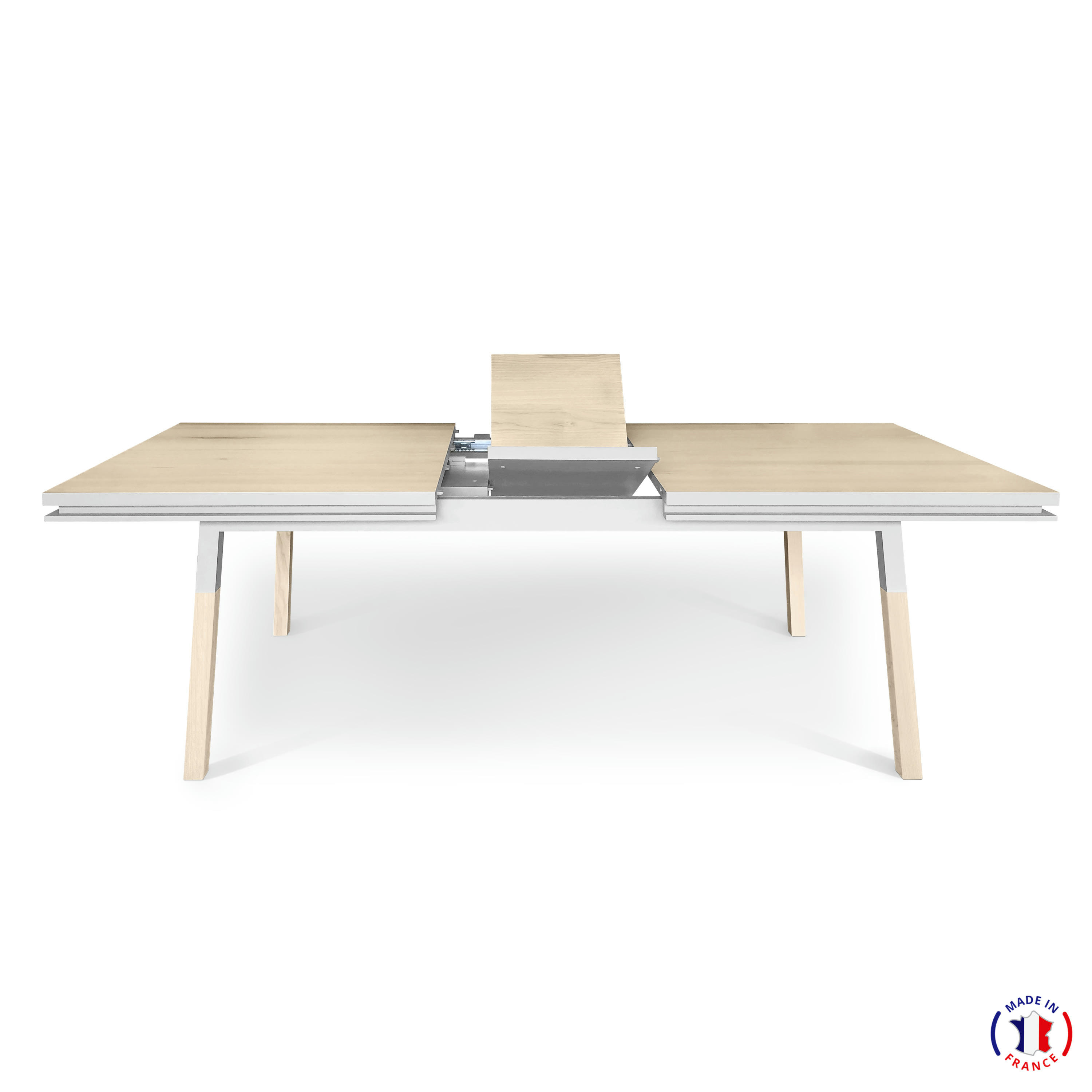 EGEE - Table 180x100 cm en frêne massif, 2 rallonges gris chocolat tanis