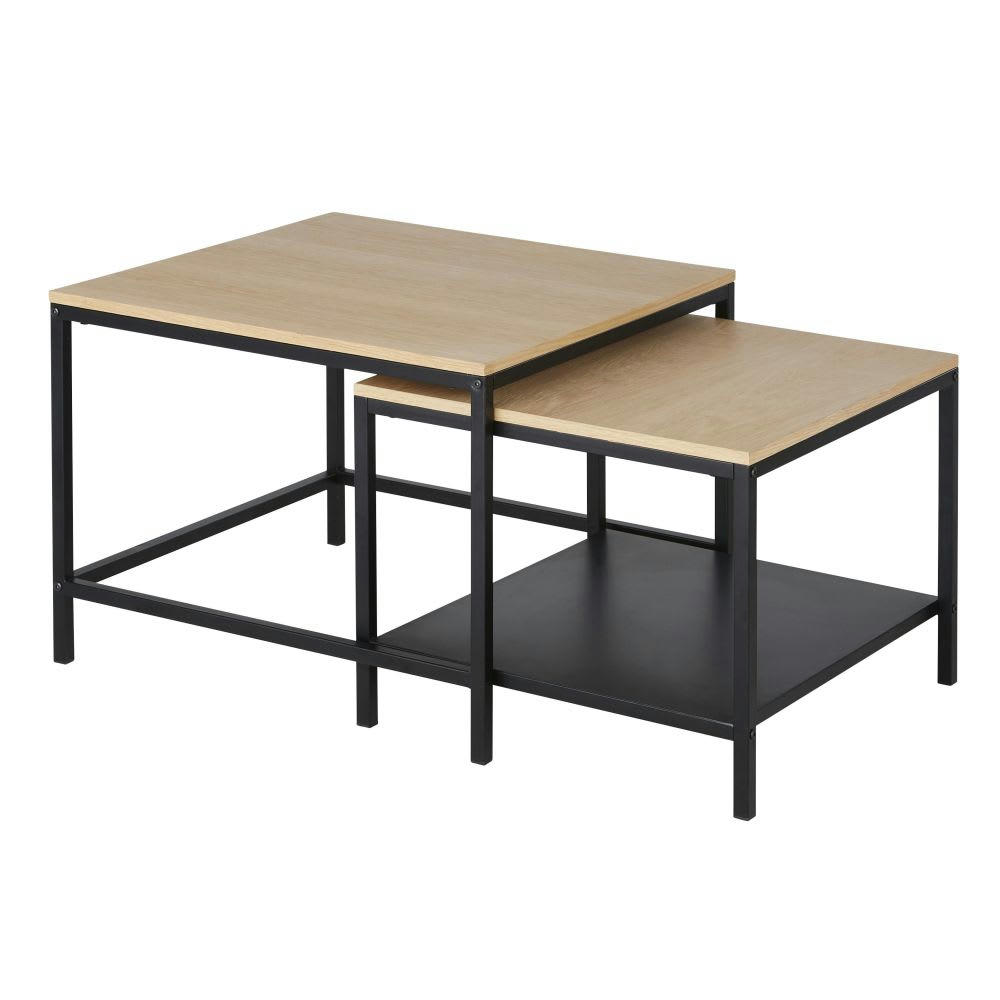 Mudo - Table basse avec double plateau en métal noir