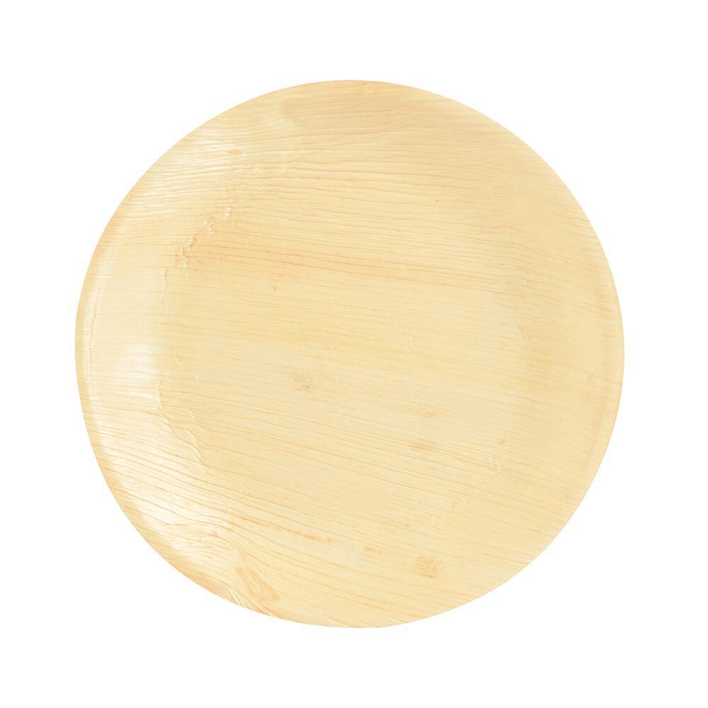 Lot de 6 assiettes rondes en feuille de palmier beige