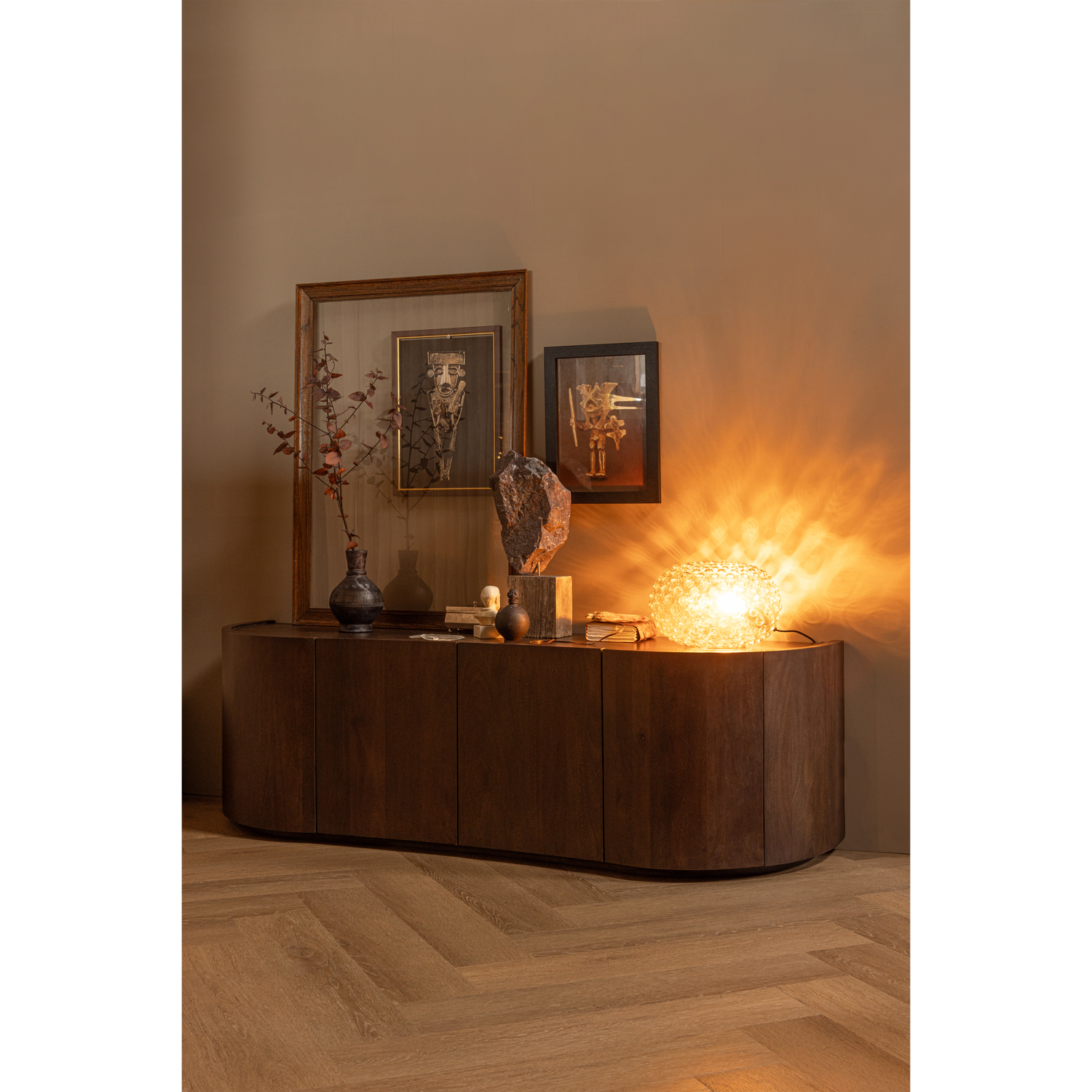 WOOOD Sense Dressoir 4-Deurs - Mango - Walnoot - 50x160x46