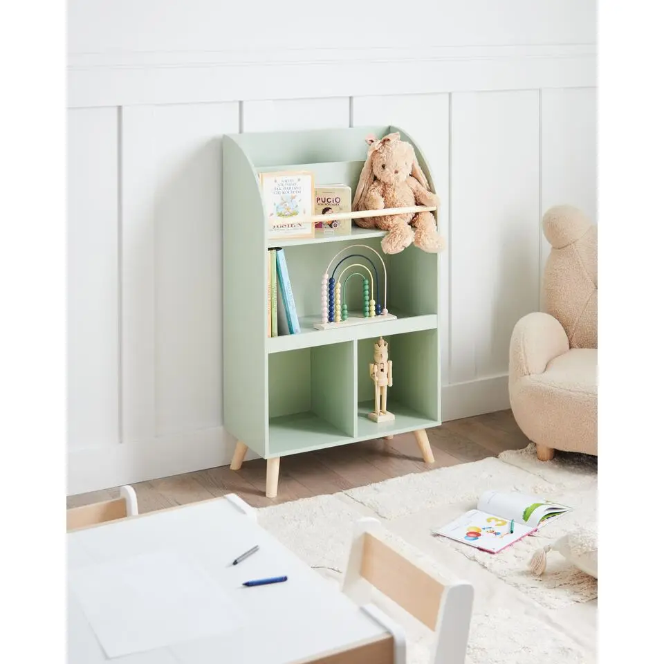 LILOET - Boekenkast met 3 planken - Lichtgroen - Hout