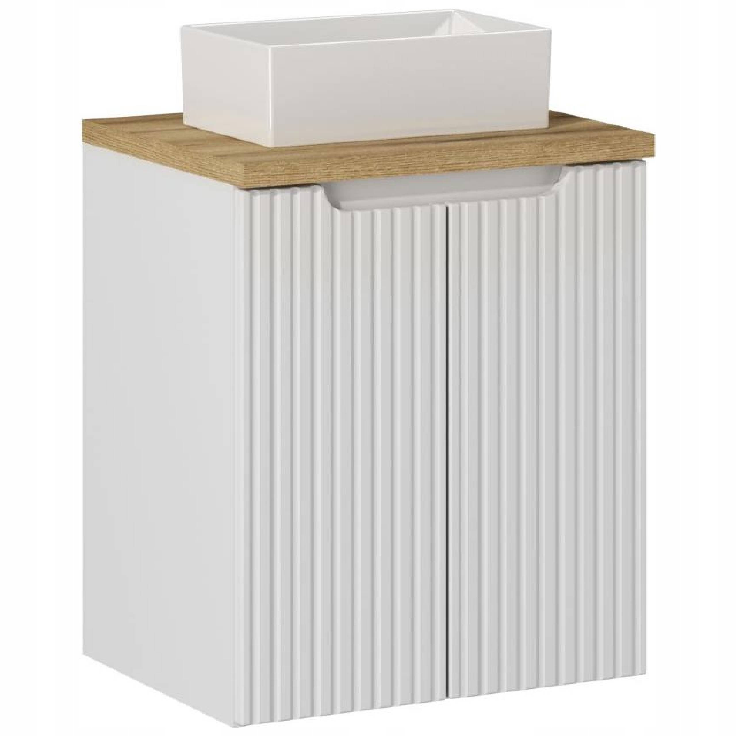 BIAŁA szafka pod umywalkę 50 cm NOVA WHITE 82-50-2D z blatem OAK i umywalką