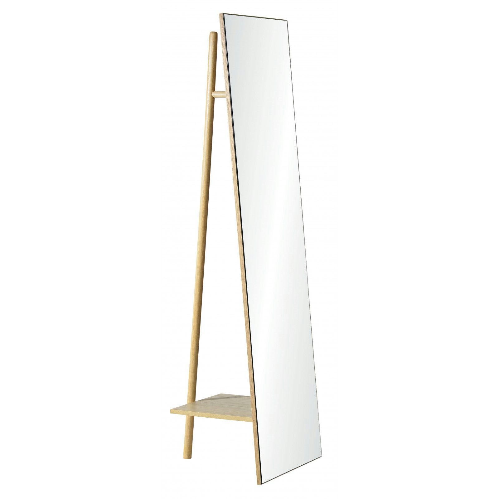 LIAM - Portant vêtements miroir en bois L45 x H160 cm