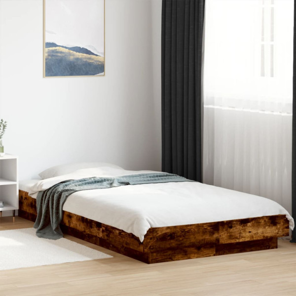 Łóżko Drewniane Rama Łóżka Sofa Brązowe Do Sypialni Pokoju LED 75x190 cm