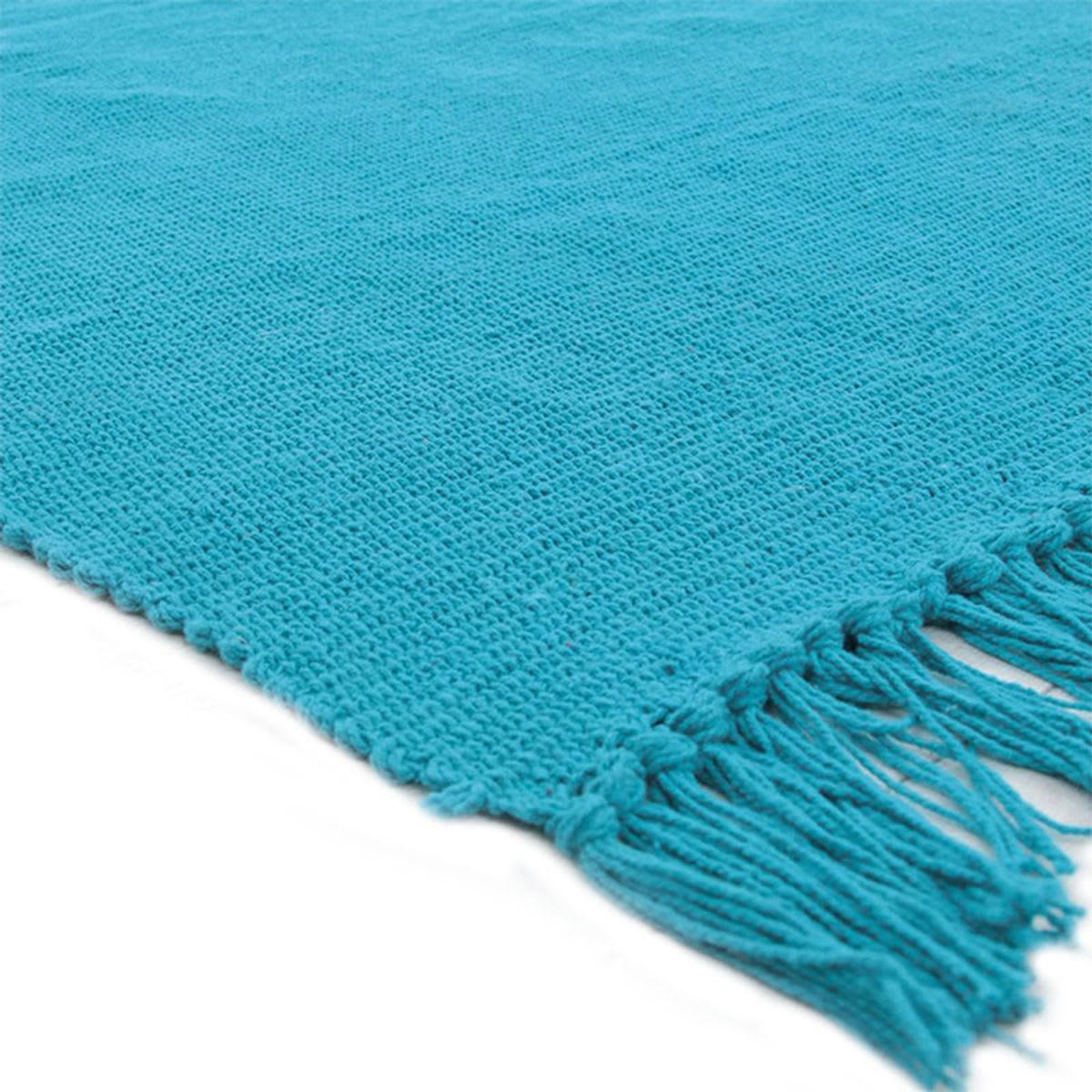 SIMPLY - Tapis 100% coton bleu lagon 120x170