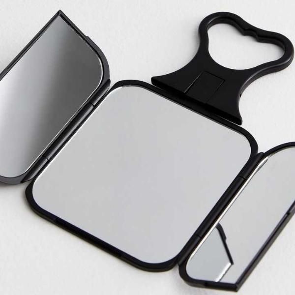 Danielle Creations 3 Way Folding Travel Mirror - Black