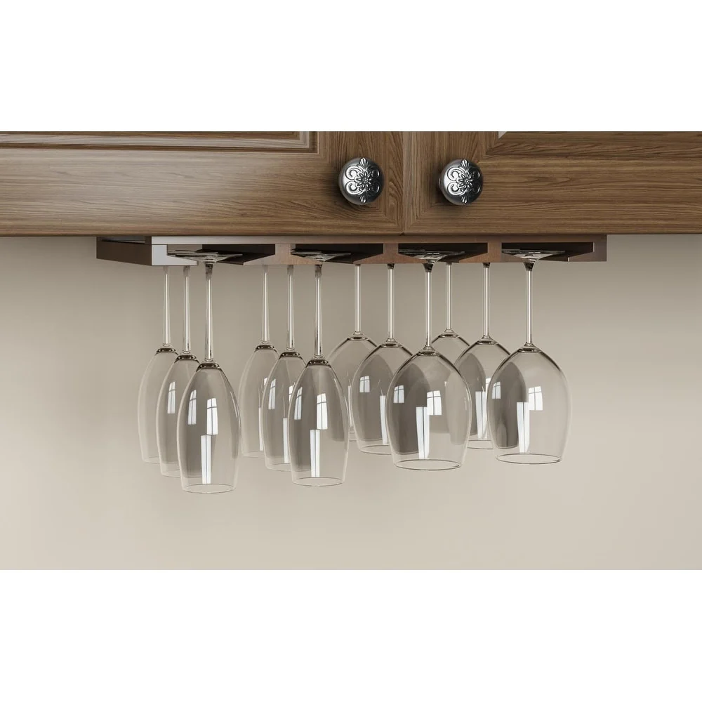 Rustic State Under Cabinet Wooden Stemware Rack Holder 17x10